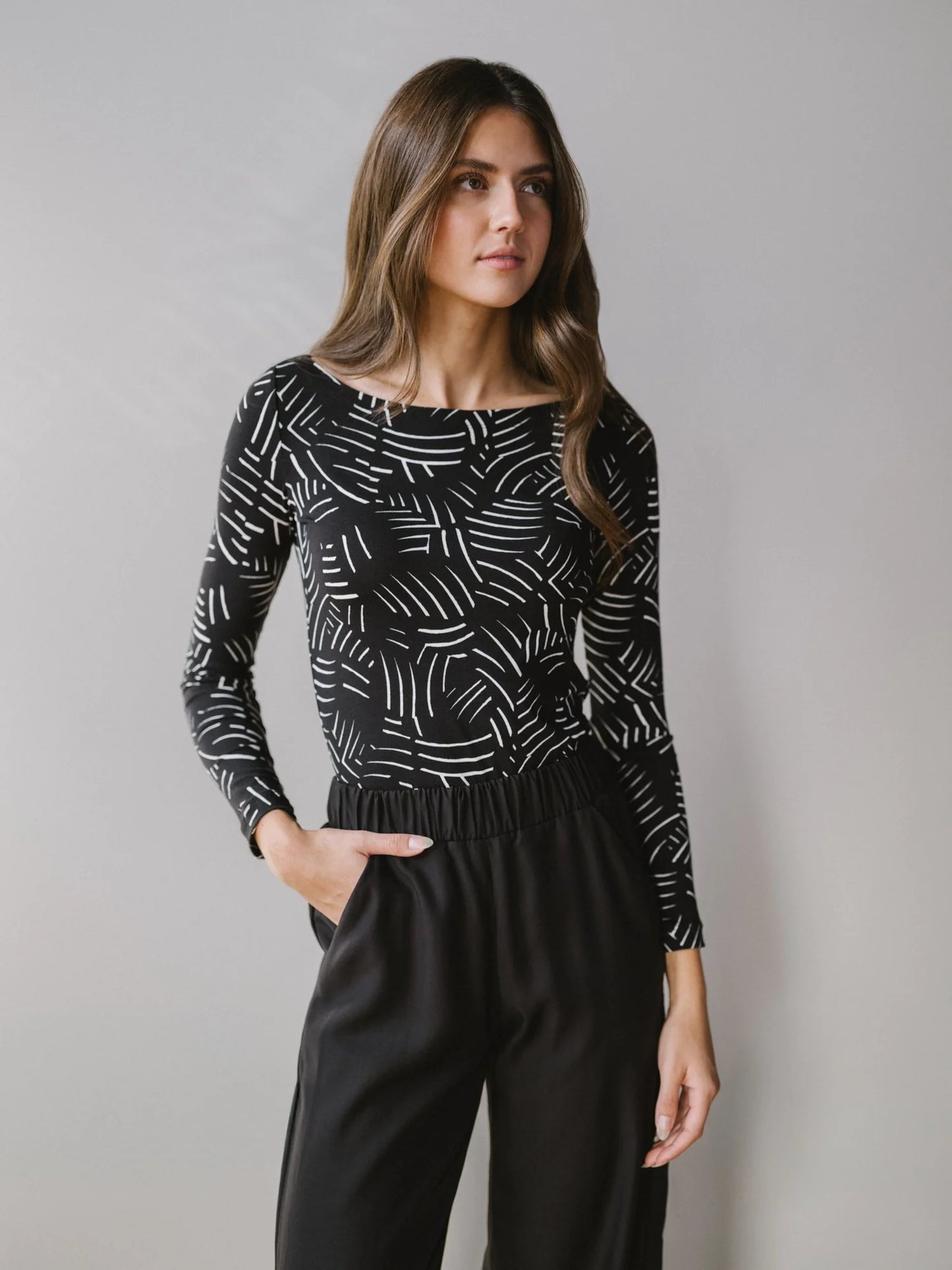 Boatneck Top in Lash Print