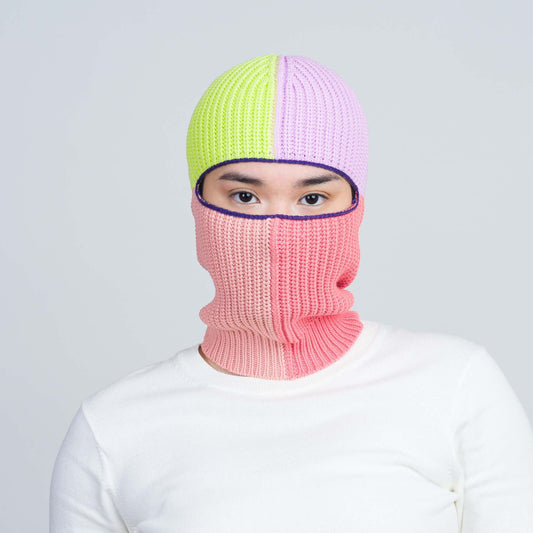 Quattro Knit Balaclava - Lime Coral