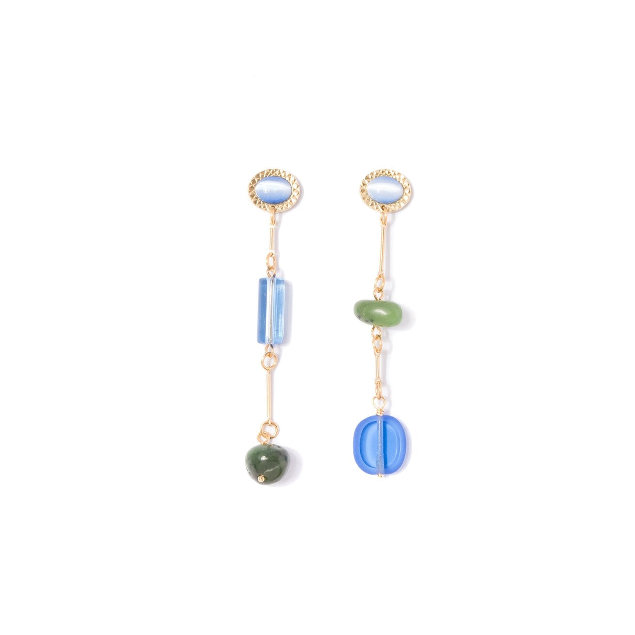 Jade Mismatched Composition Earrings