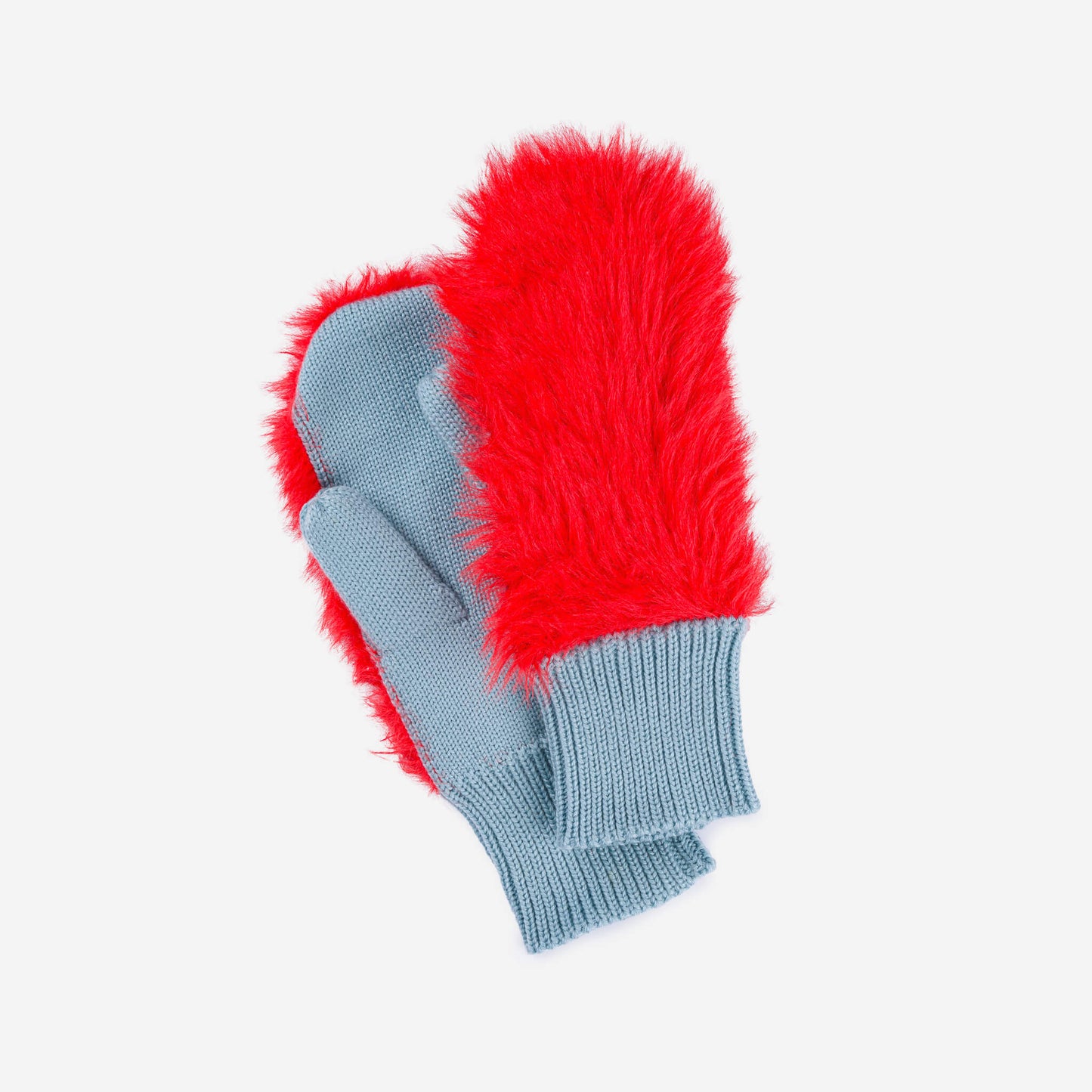 Faux Fur Mittens Poppy Stone Blue