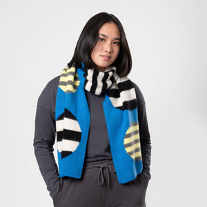 Stripe Dot Big Scarf in Cobalt