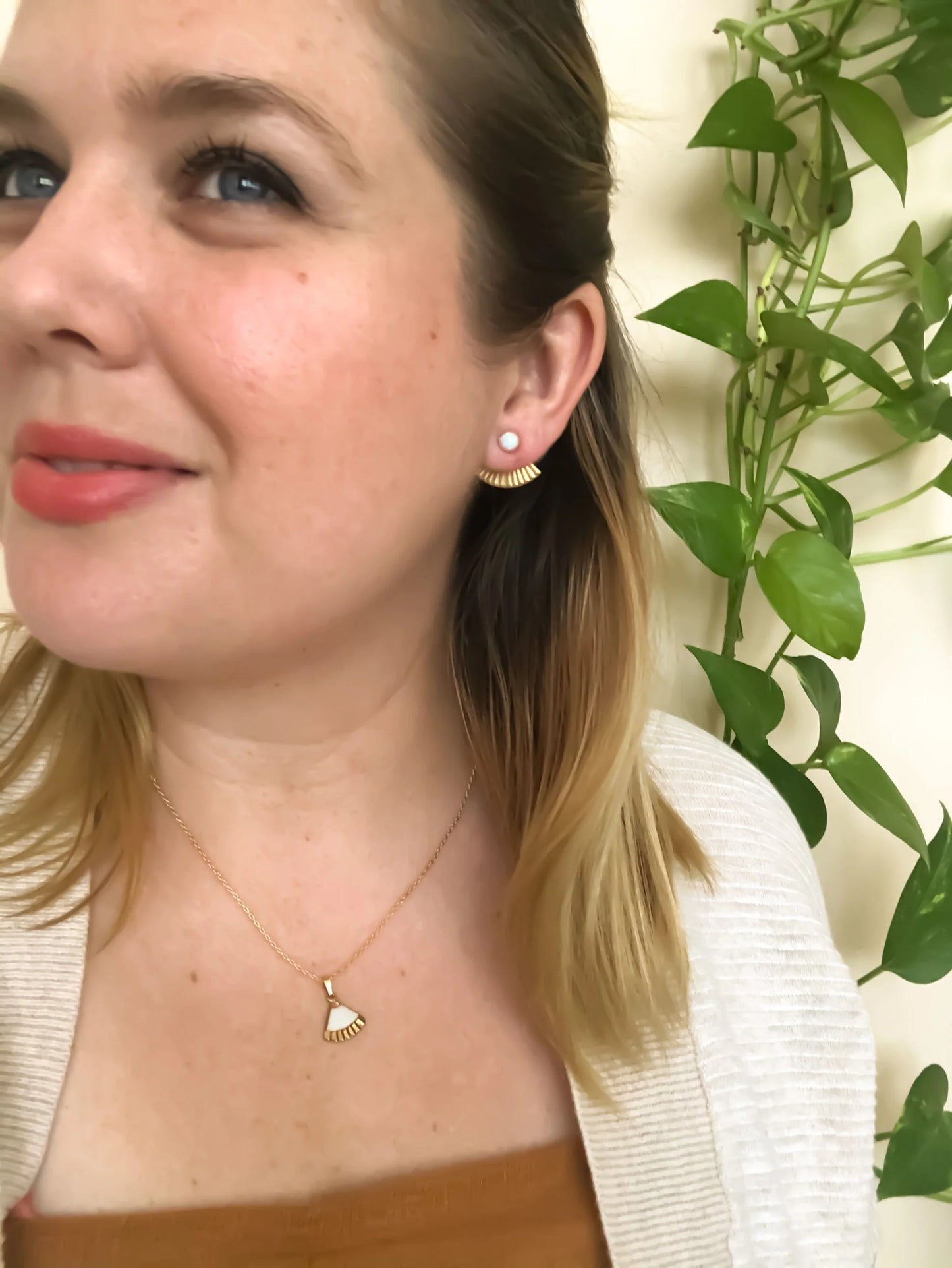 Opal Mini Pleat Jacket Earrings