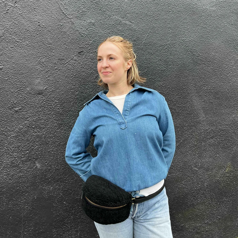 Black Shearling Bum Bag