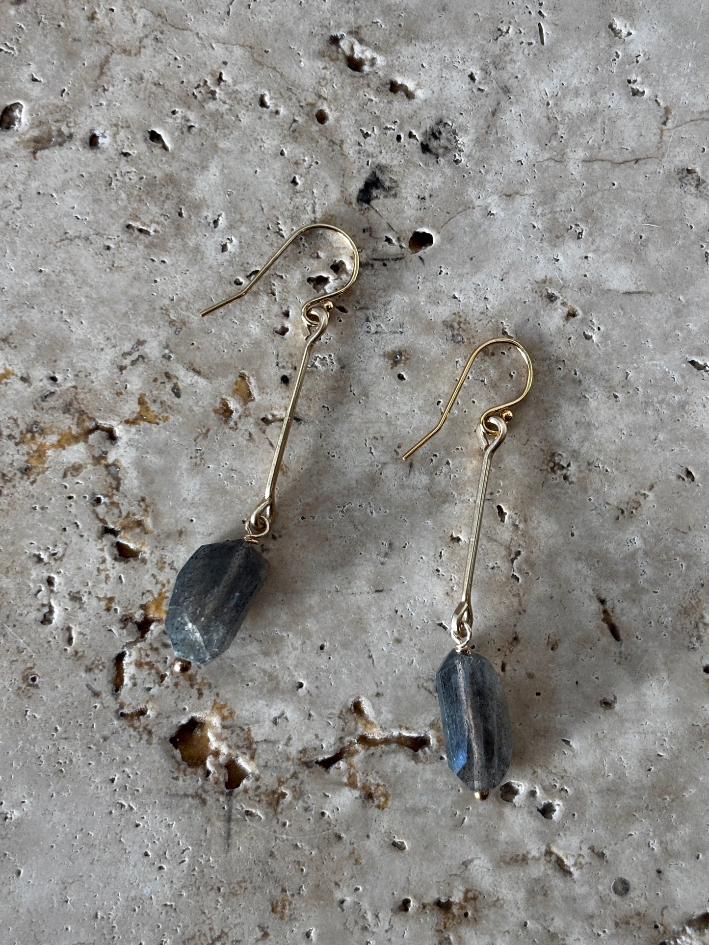 Labradorite Bar Drop Earrings