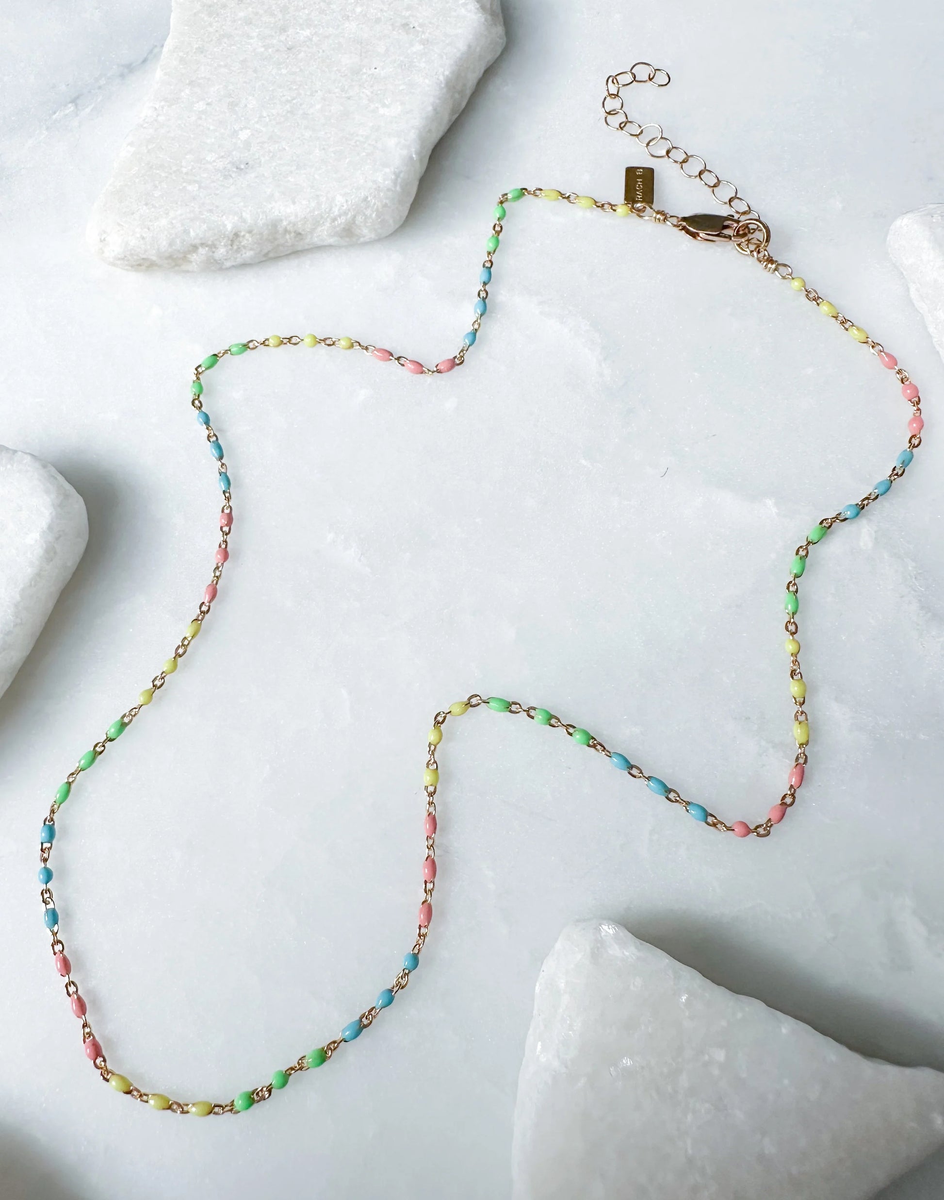 Enamel Beaded Chain 17” Sterling Silver