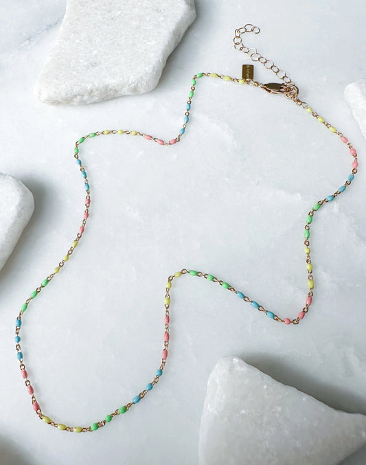 Enamel Beaded Chain 17” Sterling Silver