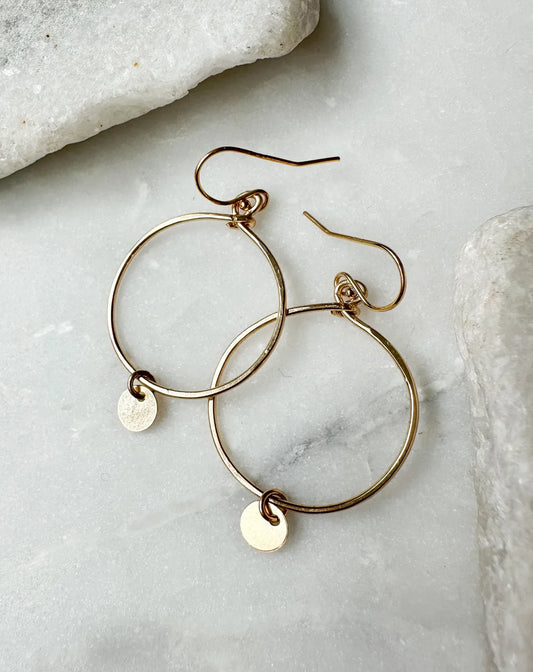 Small Round Hoop Coin Earrings