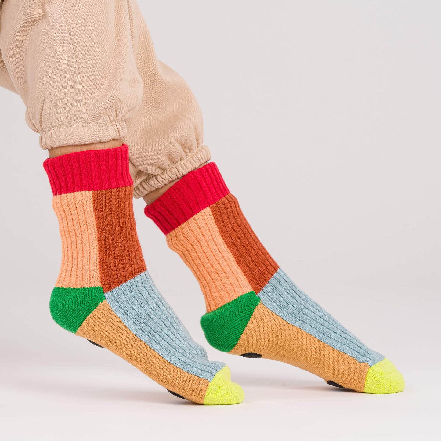 Kaleidoscope House Socks - Stone Blue Rust