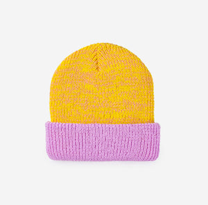 Colorblock Plush Knit Beanie