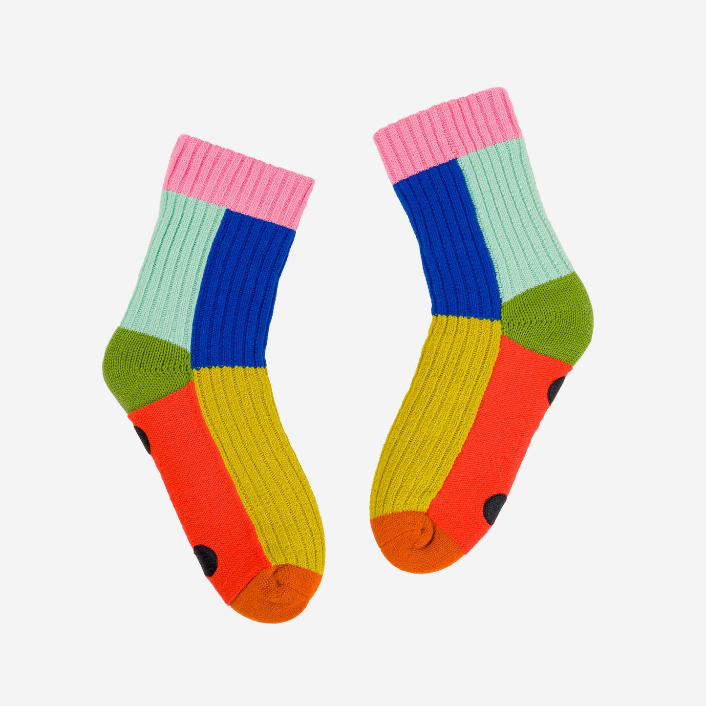 Kaleidoscope House Socks - Golden Olive Cobalt