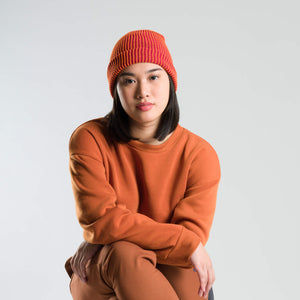 Simple Rib Knit Beanie in Red Flame