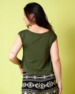 Croppish Tee in Deep Olive Green