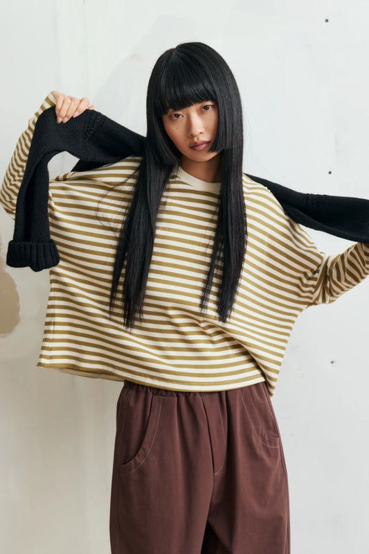 Eve Gravel Mitch Top in Olive/Creme