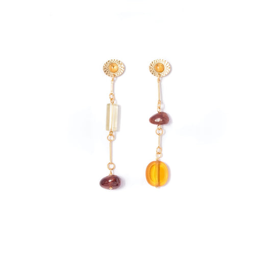 Garnet Mismatched Composition Earrings
