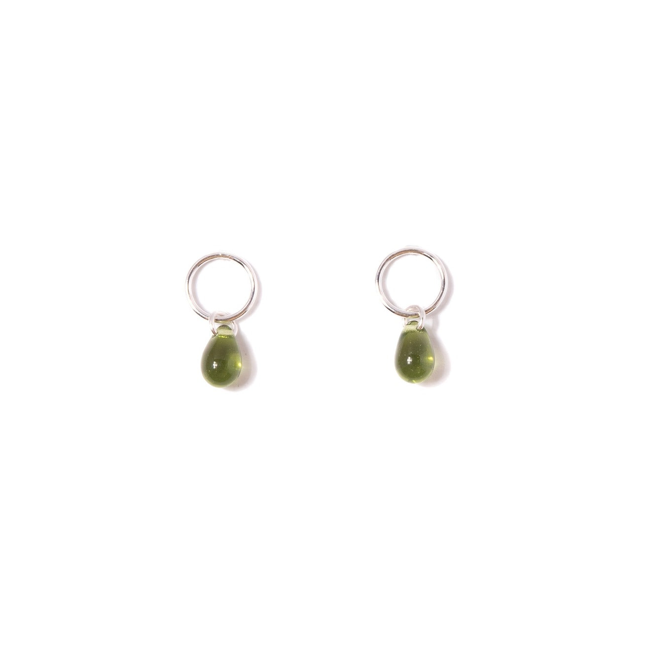 Olive Glass Teardrop Studs