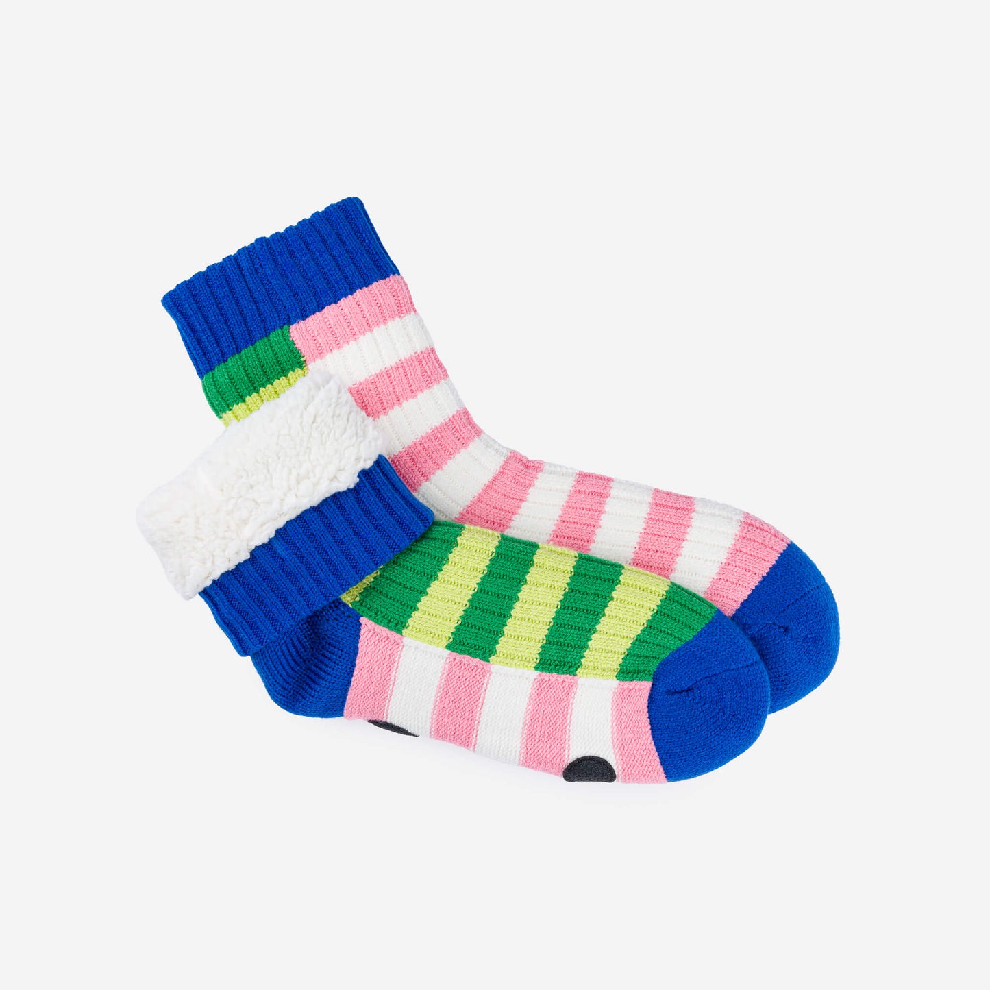 Super Stripe Knit House Socks - Lime Green
