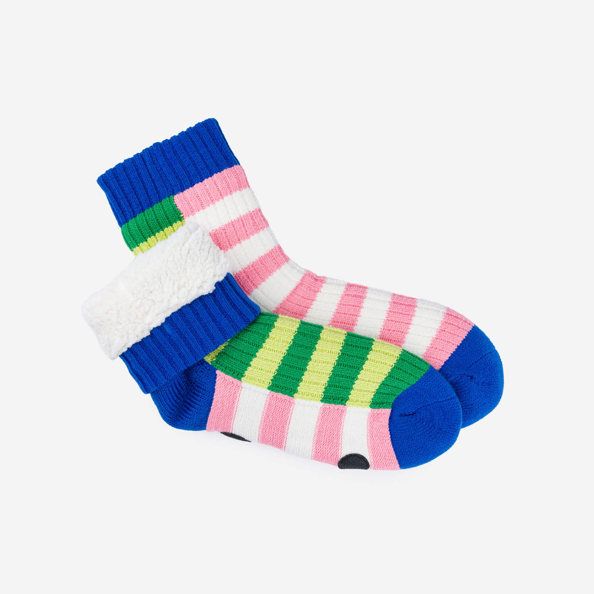 Super Stripe Knit House Socks - Lime Green