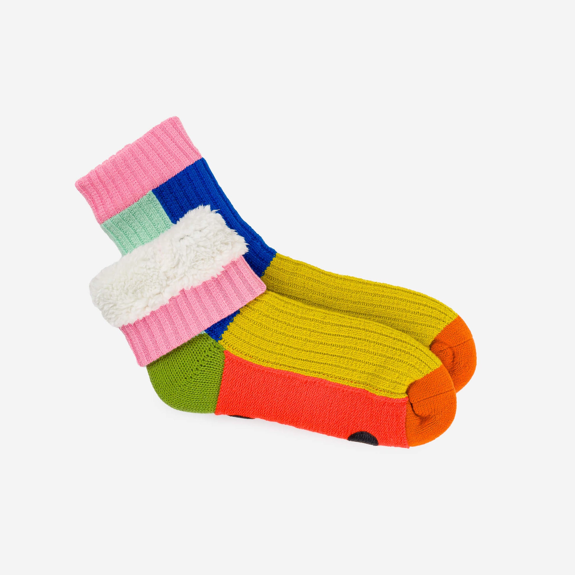 Kaleidoscope House Socks - Golden Olive Cobalt