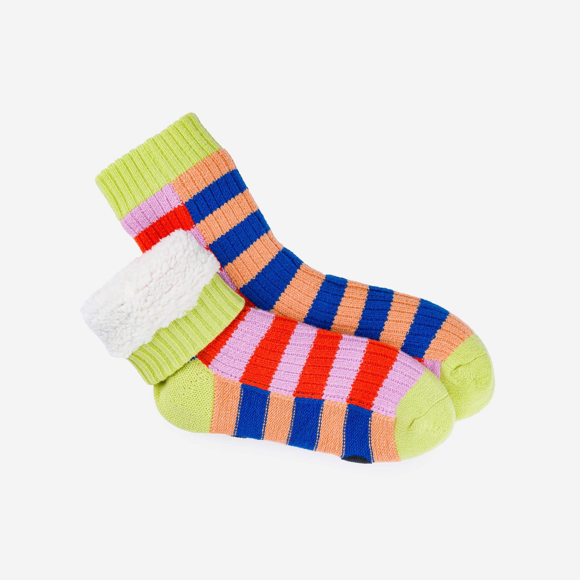 Super Stripe House Socks - Peach Cobalt