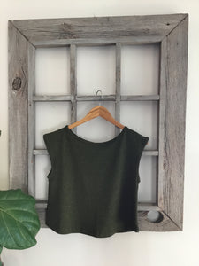 Croppish Tee in Deep Olive Green