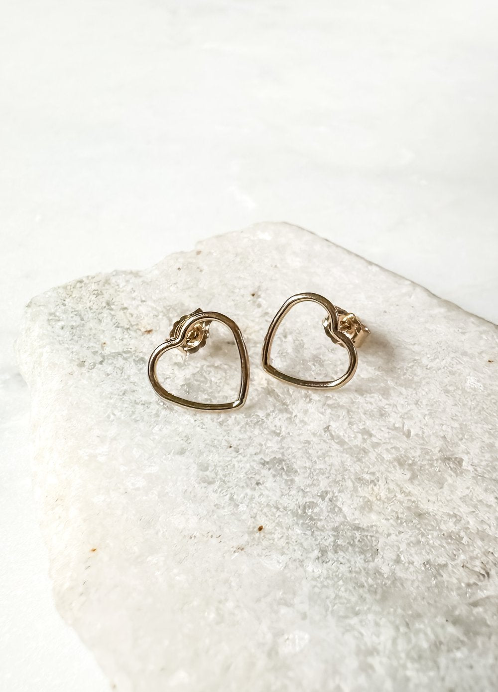 Gold Heart Stud Post Earrings