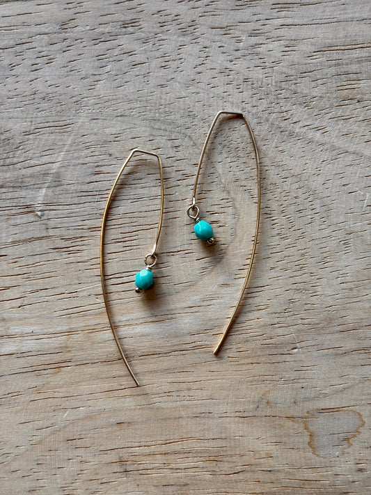 Turquoise Drop Arch Threader Earrings