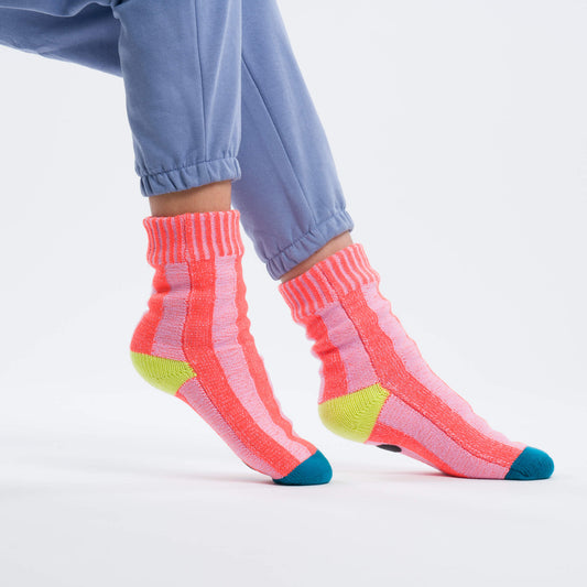 Super Stripe House Socks - Peach Cobalt