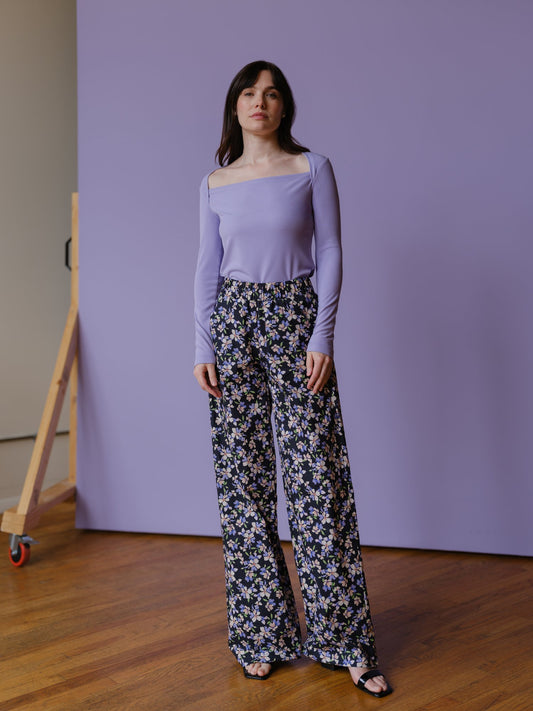 Luzon Pants in Violet & Midnight Florals