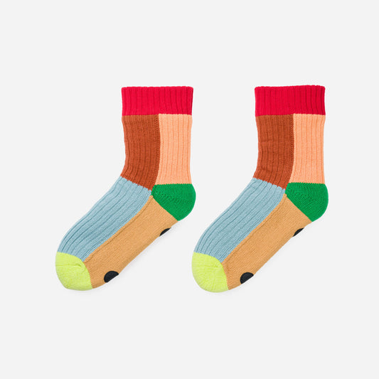 Kaleidoscope House Socks - Stone Blue Rust