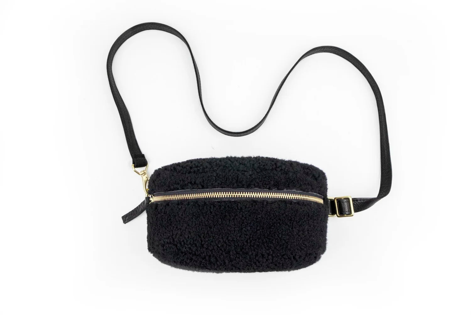 Black Shearling Bum Bag