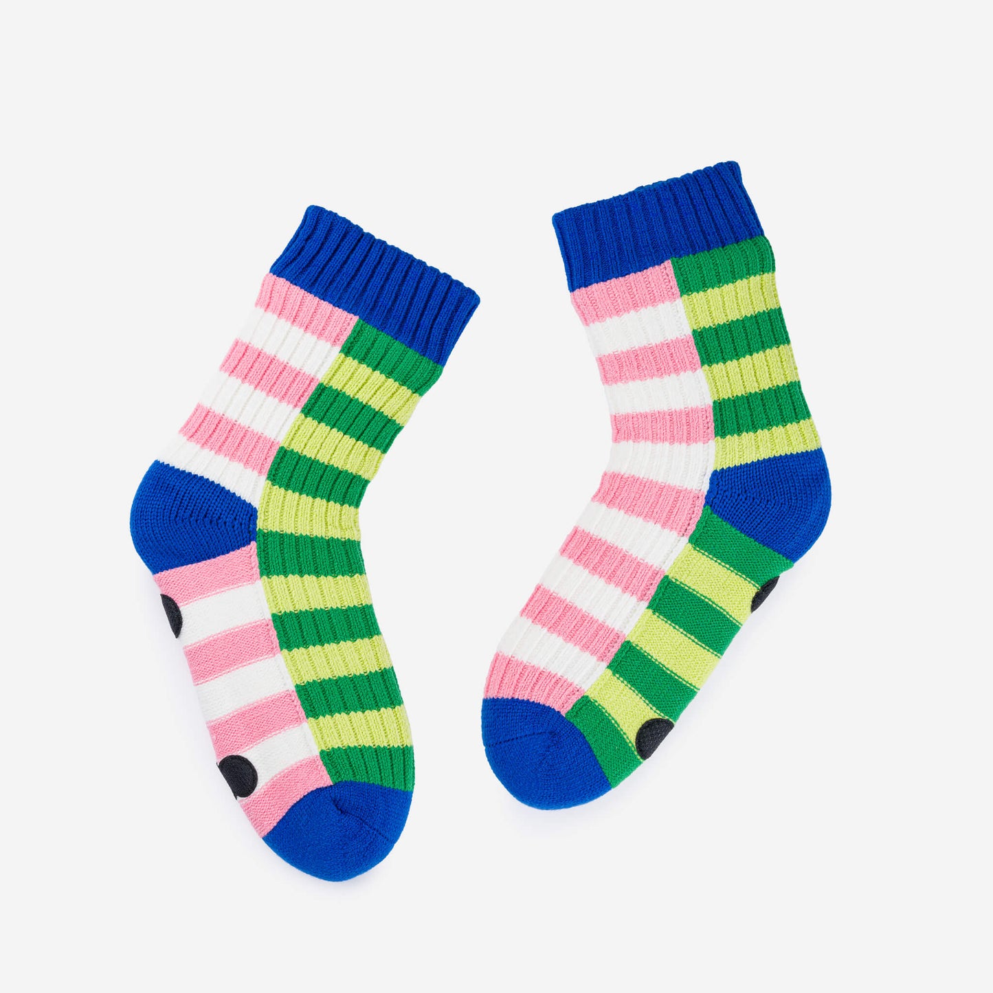 Super Stripe Knit House Socks - Lime Green