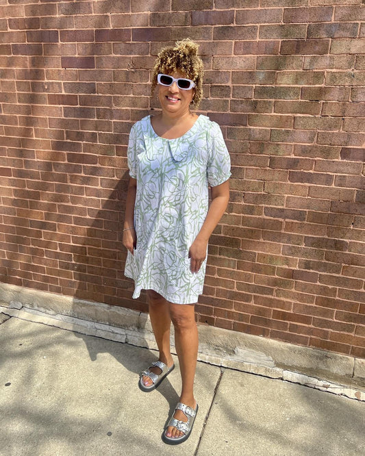 Charlotte Dress in Sage Vines