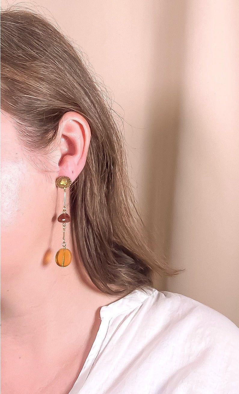 Garnet Mismatched Composition Earrings