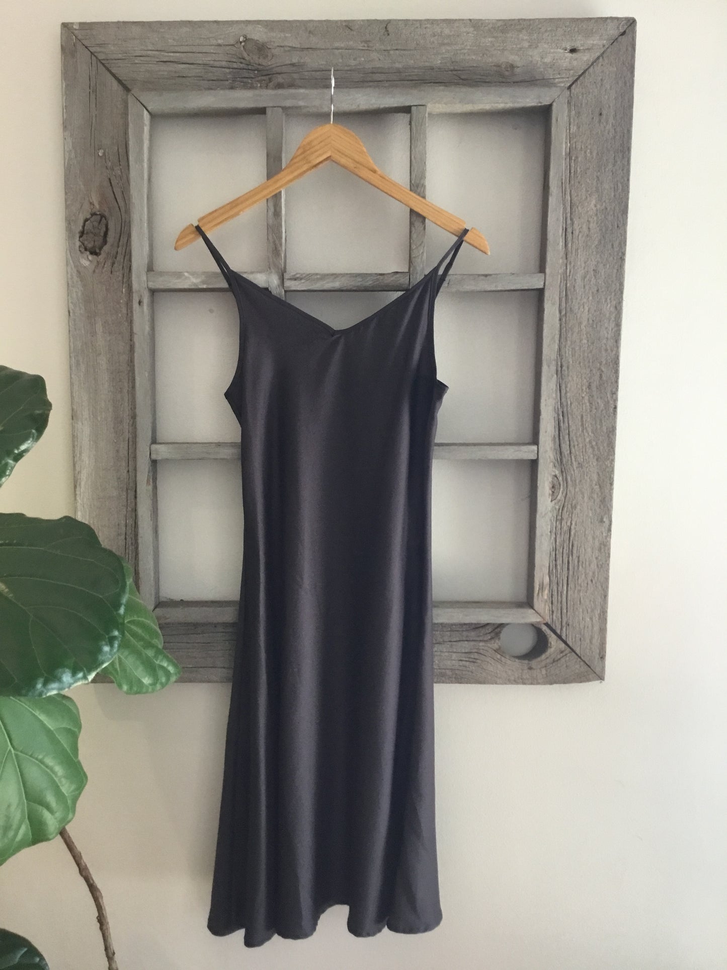 Netti Slip Dress in Navy Sateen