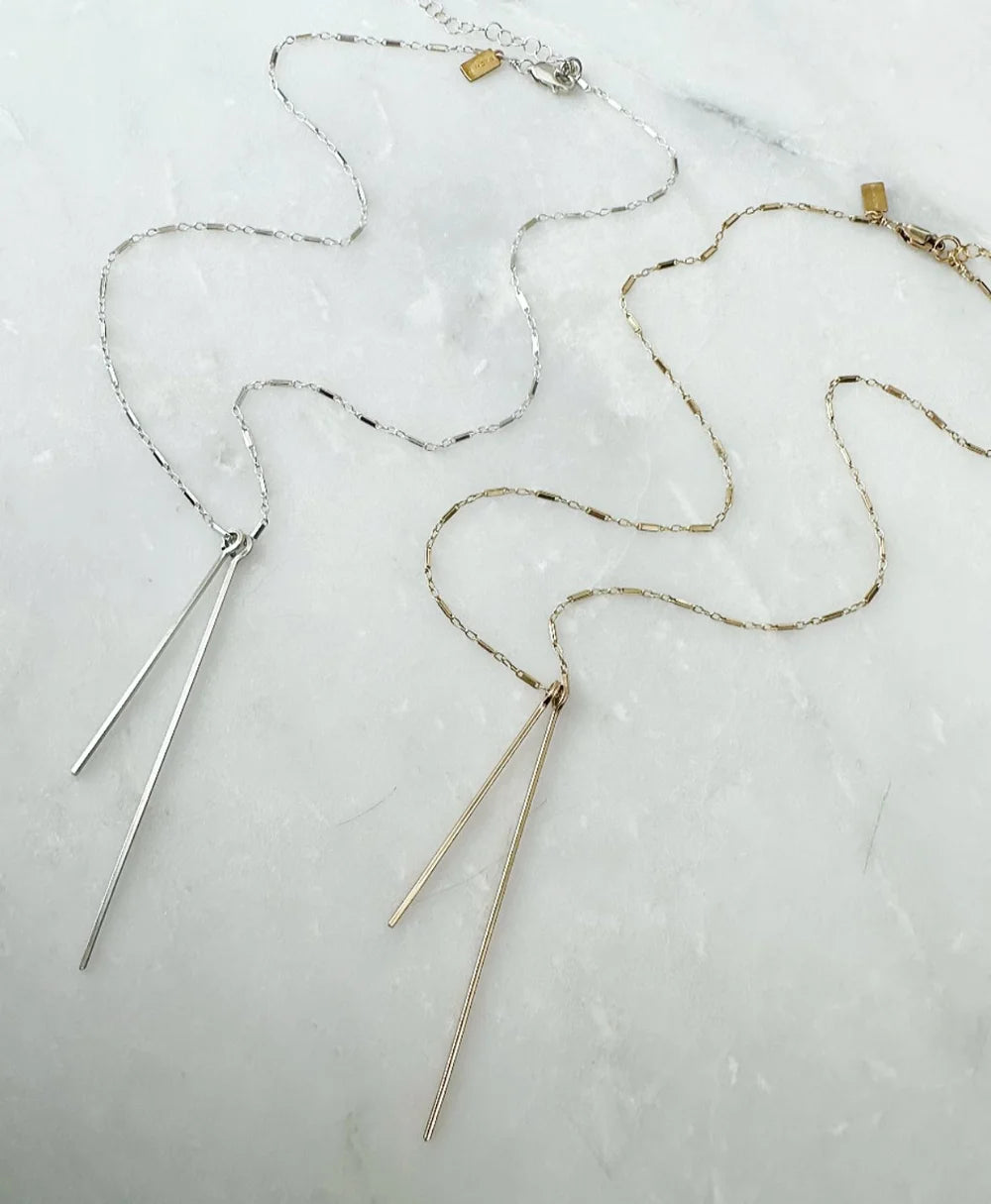 Double bars pendant bar link chain necklace