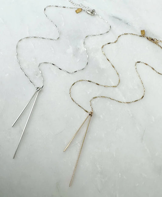 Double bars pendant bar link chain necklace