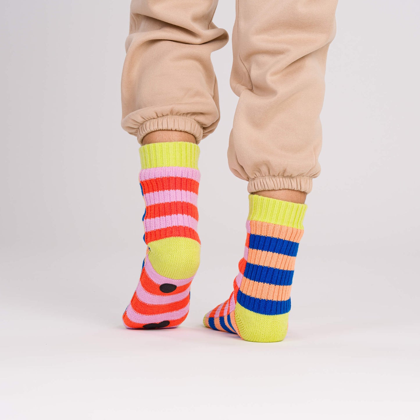 Super Stripe House Socks - Peach Cobalt
