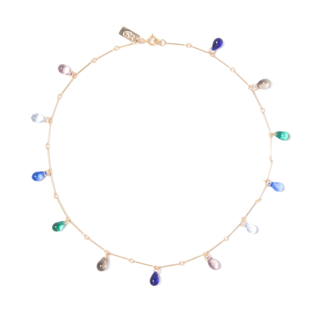 Multicolor Teardrop Fringe Necklace - Cool