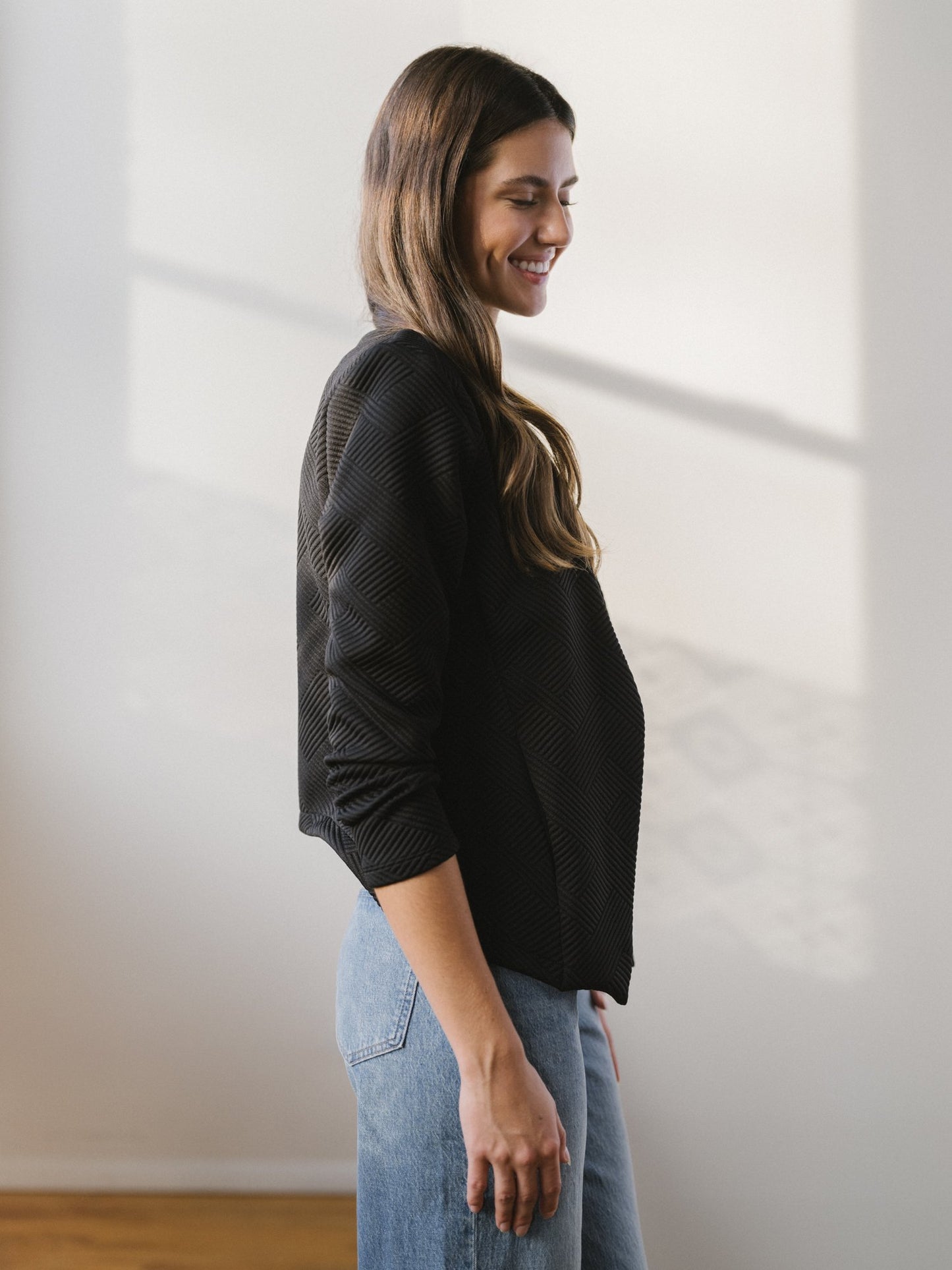 Quilted Knit Blazer in Black