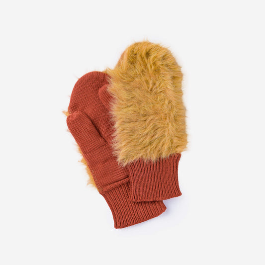 Faux Fur Mittens Camel
