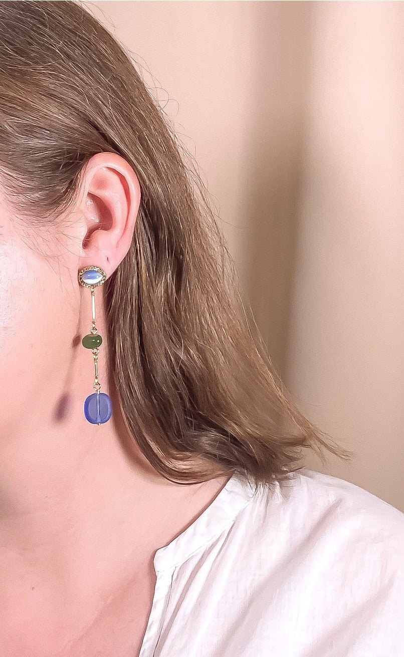 Jade Mismatched Composition Earrings