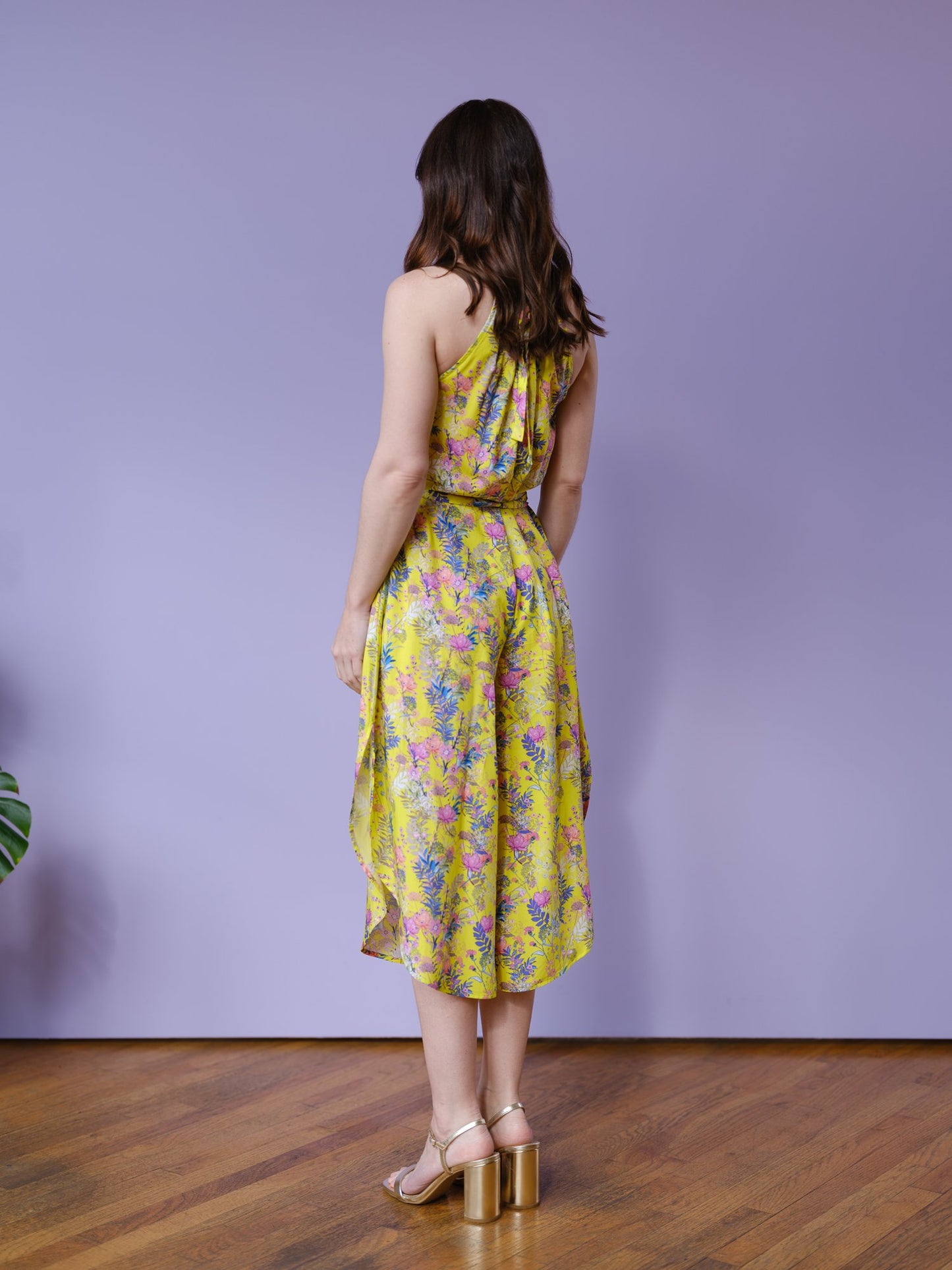 Liana Jumpsuit in Highlighter Yellow Florals