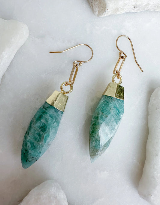 Amazonite Pendant Link Drop Earrings