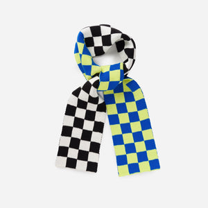 Checkerboard Knit Mini Scarf in Lime Cobalt