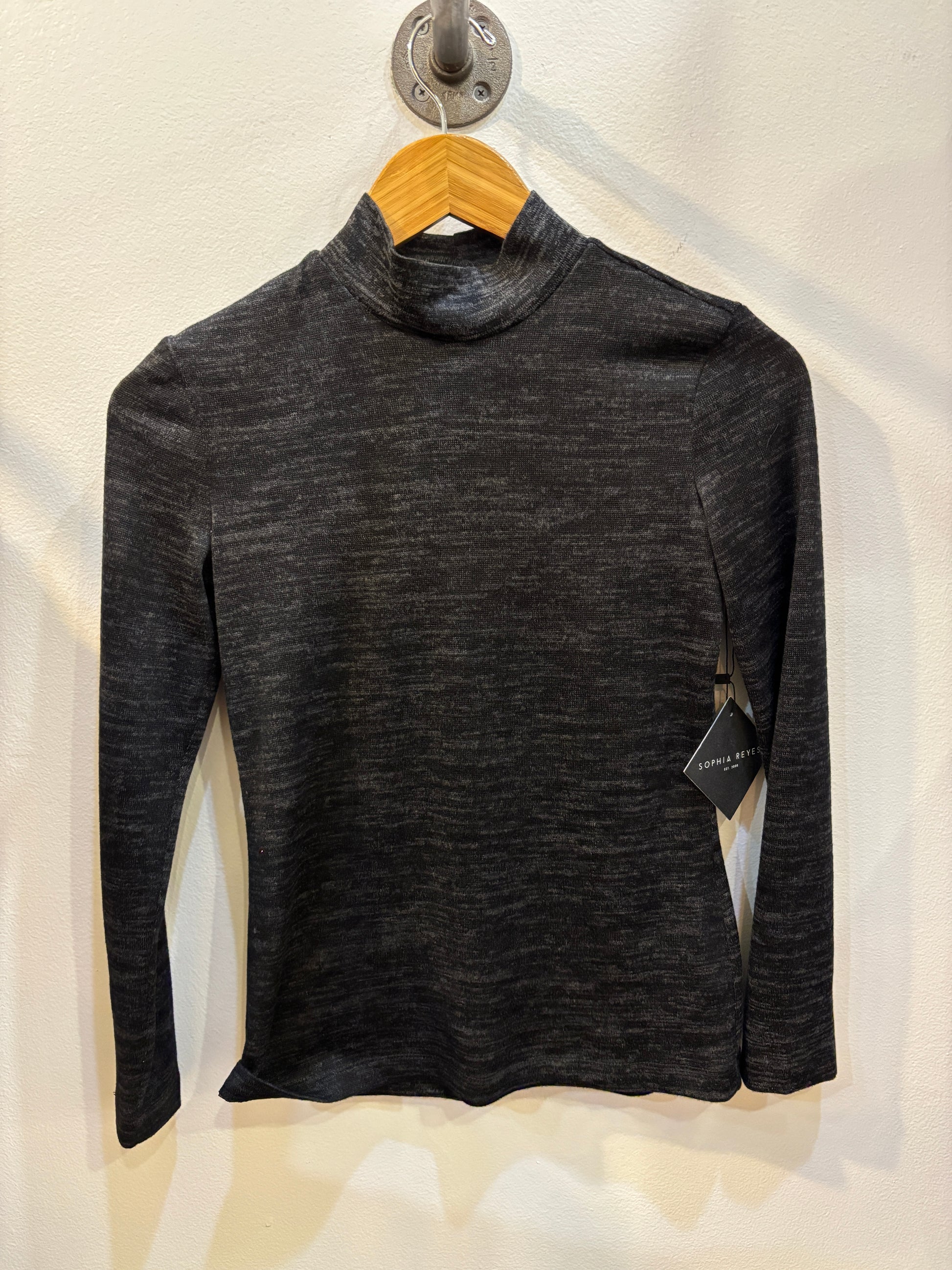 PSlub Knit Mockneck Top in Charcoal