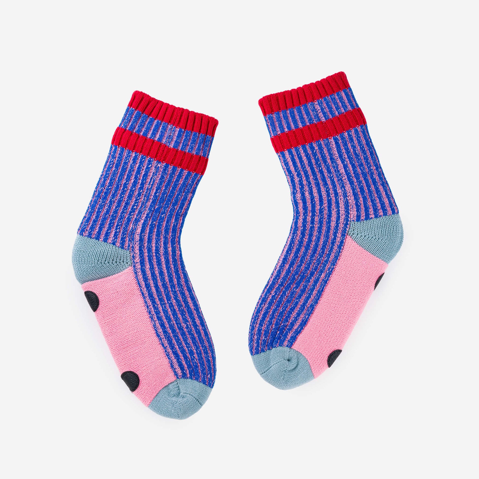 Gym Rib House Socks in Cobalt + Pink