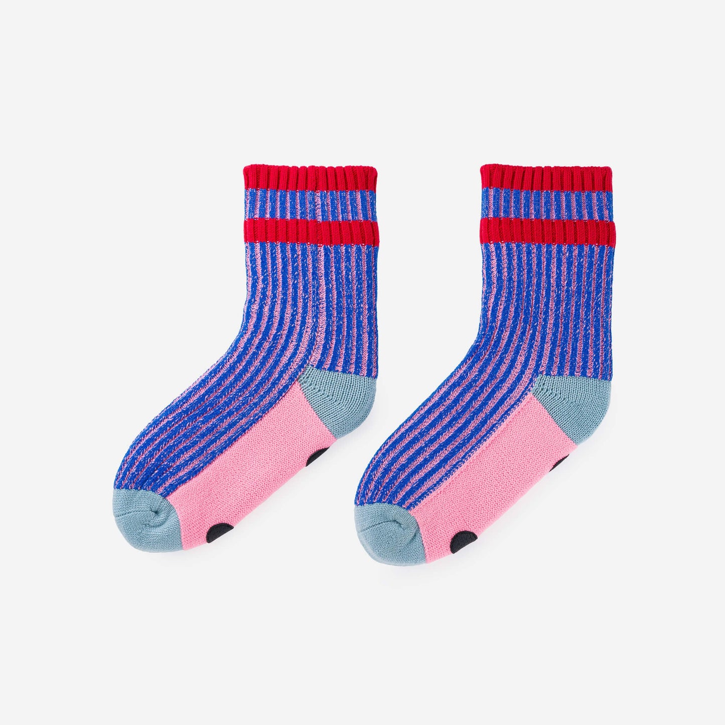 Gym Rib House Socks in Cobalt + Pink