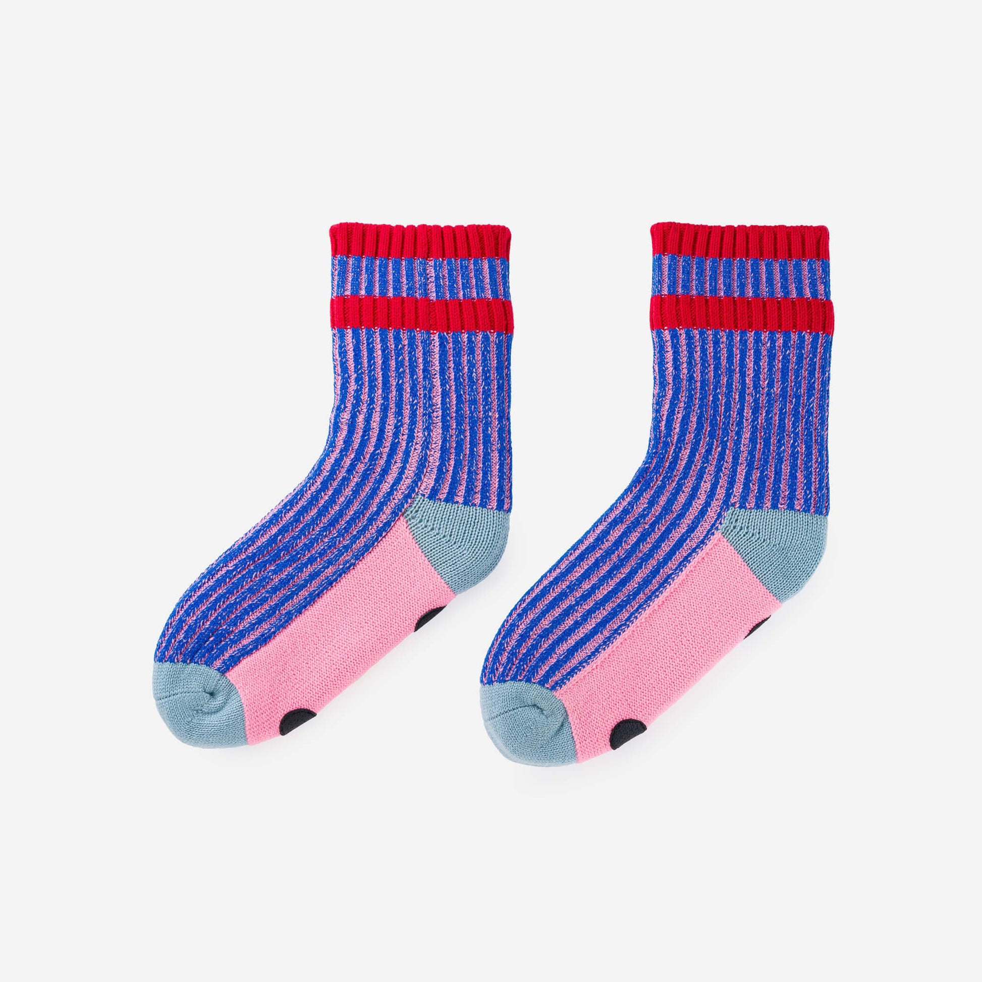 Gym Rib House Socks in Cobalt + Pink