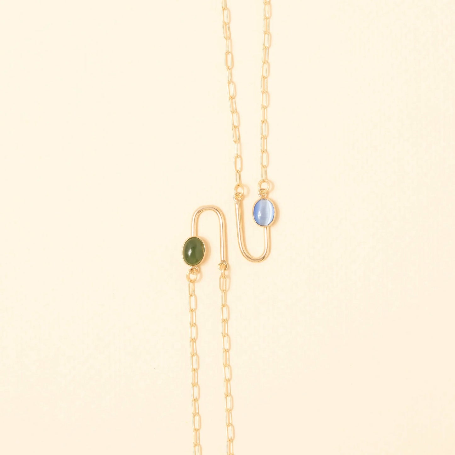 Blue Moonstone Asymmetrical Arch Necklace