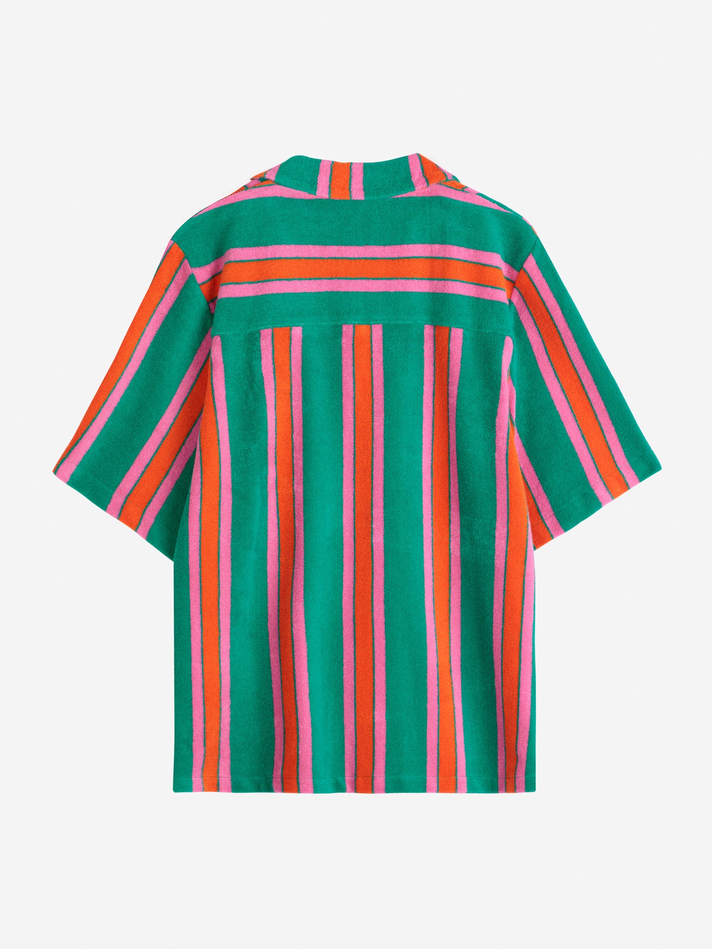 Striped Terry Button Down Short Sleeve Shirt